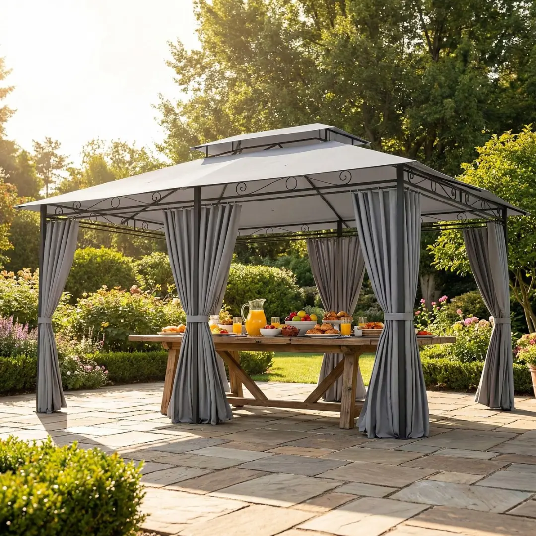 Outsunny Paviljoen Donkergrijs 300x400x280cm - 4 Zijkanten