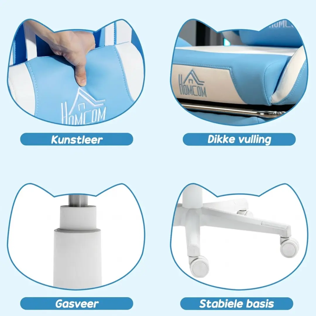 Homcom Gamingstoel met Kattenoren T0002-01-19419 - Blauw