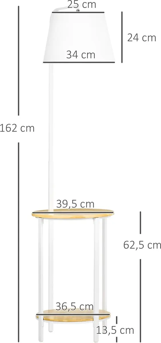 Homcom Stehleuchte Weiß - 40W - 162cm
