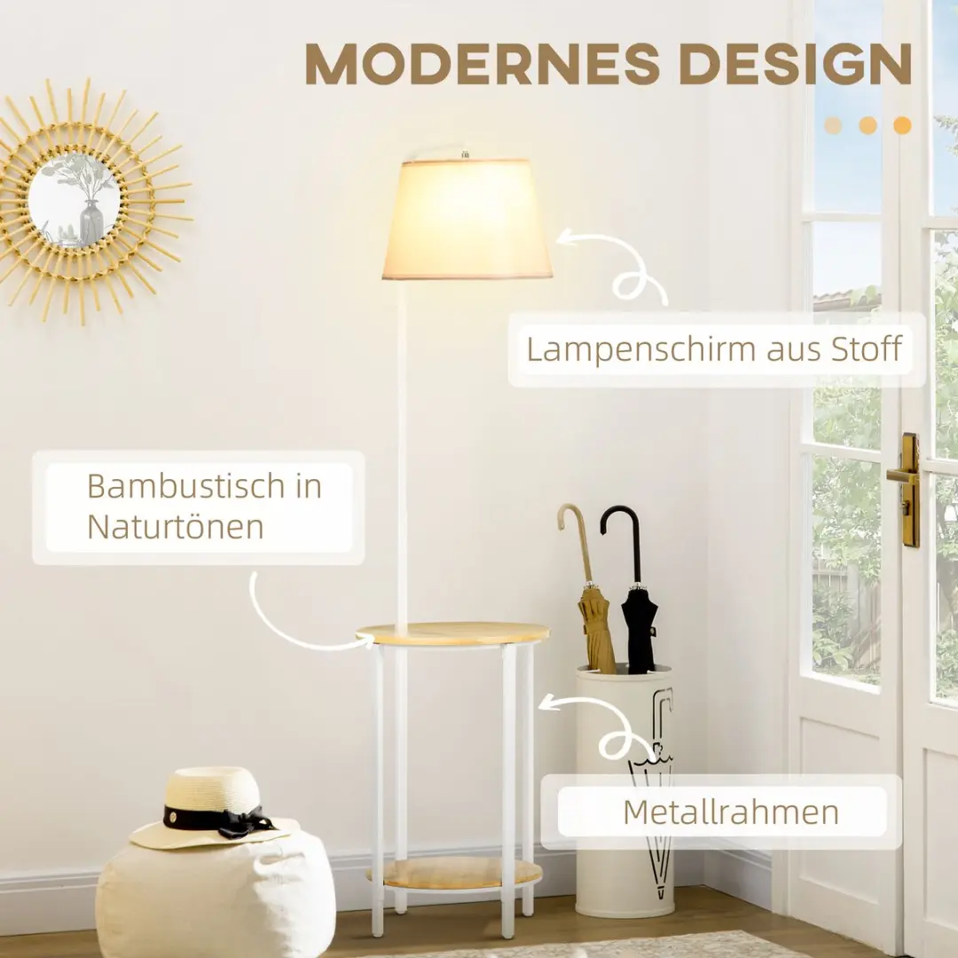 Homcom Stehleuchte Weiß - 40W - 162cm