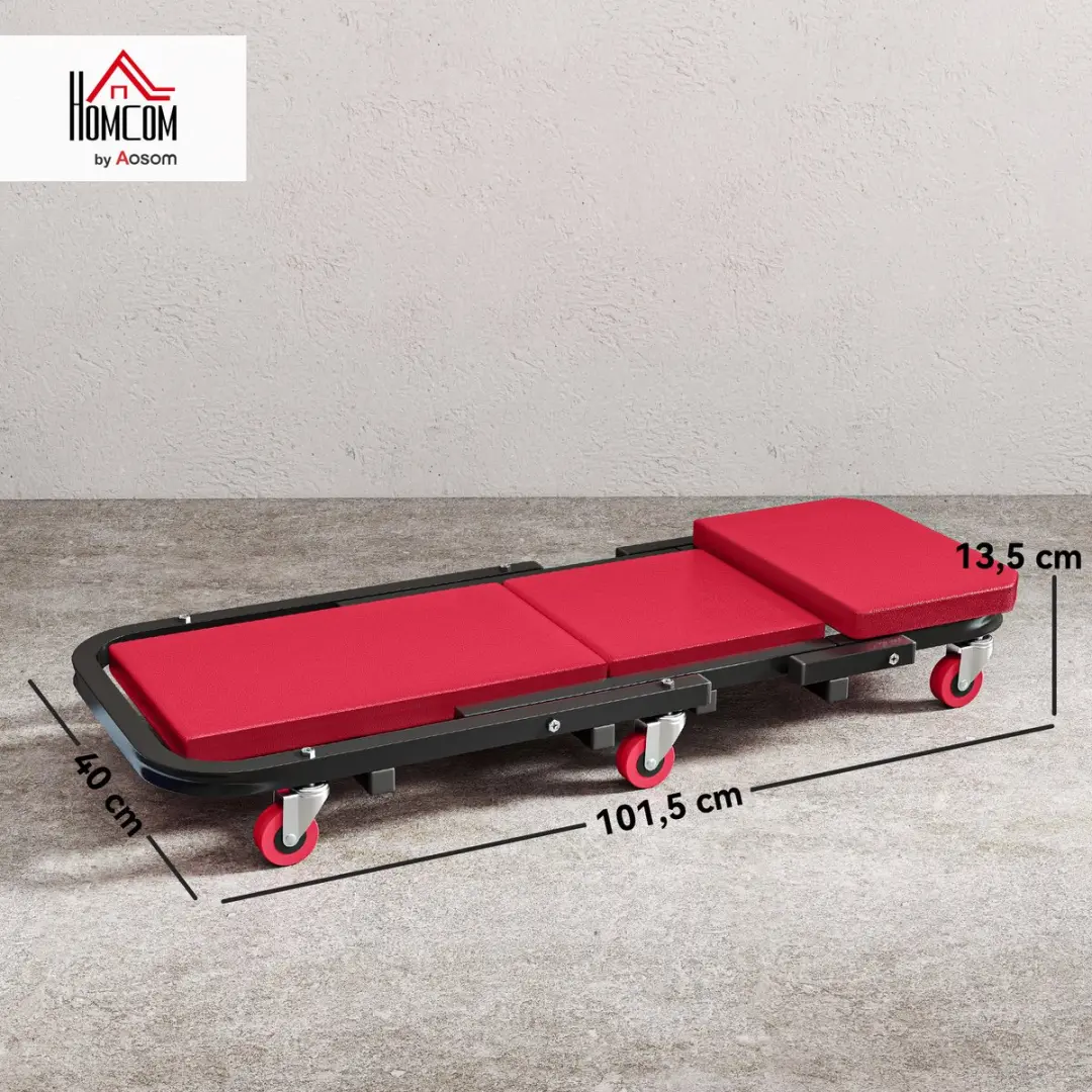 Homcom Automechanicus Rolplank - Metaal 101,5x40cm - Rood - afbeelding 6 van 6