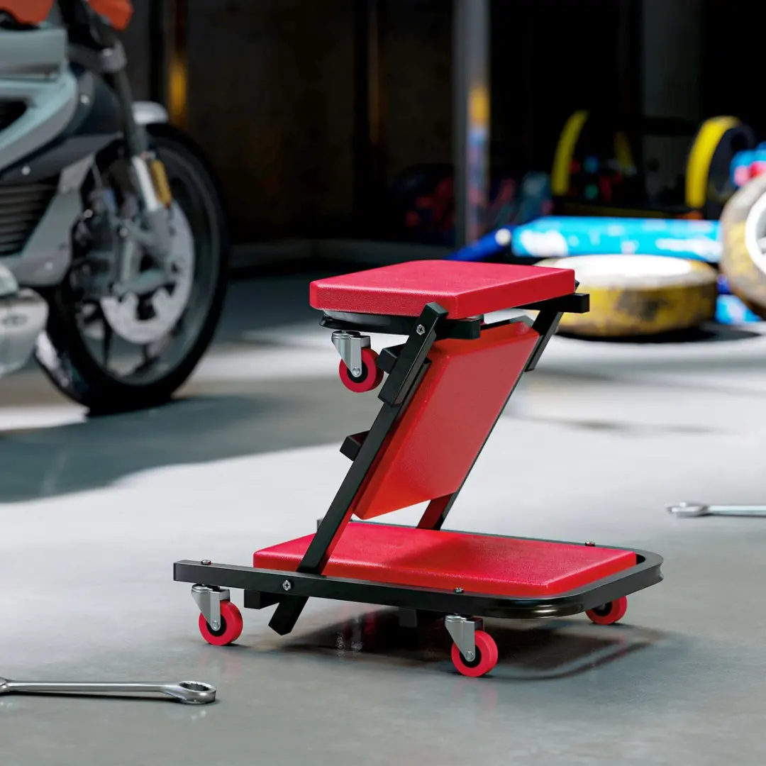 Homcom Automechanicus Rolplank - Metaal 101,5x40cm - Rood