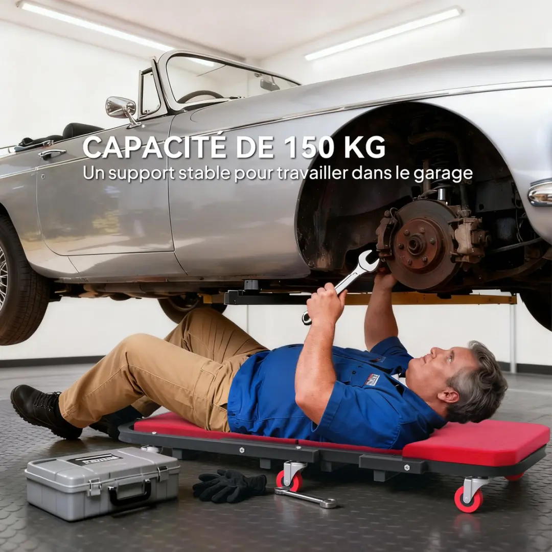 Homcom Automechanicus Rolplank - Metaal 101,5x40cm - Rood