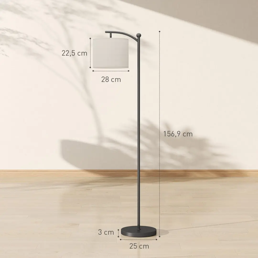 Homcom Vloerlamp Metall - 159,6cm - Schwarz/Cremewit