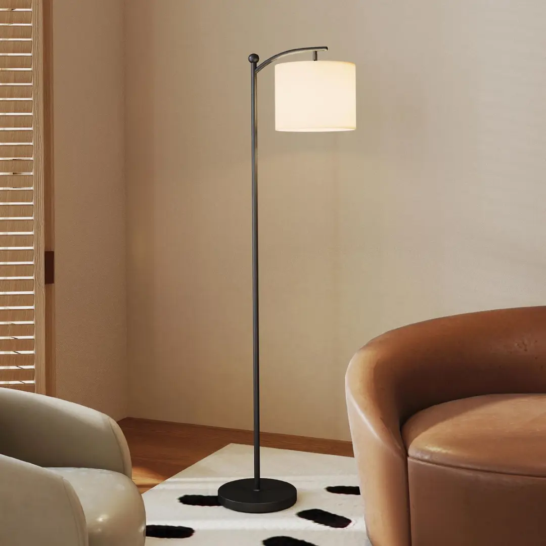Homcom Vloerlamp Metall - 159,6cm - Schwarz/Cremewit