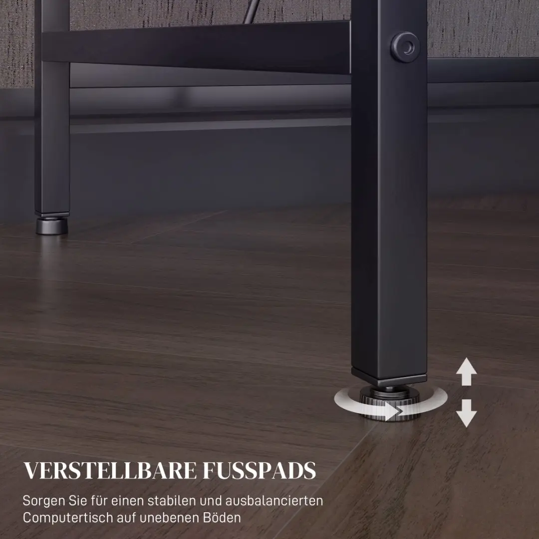 Homcom L-vormig Computerbureau 107x80x90cm - Zwart