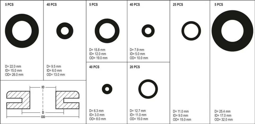 Toya Gummiset YT-06878 - 180 Stuks - Zwart