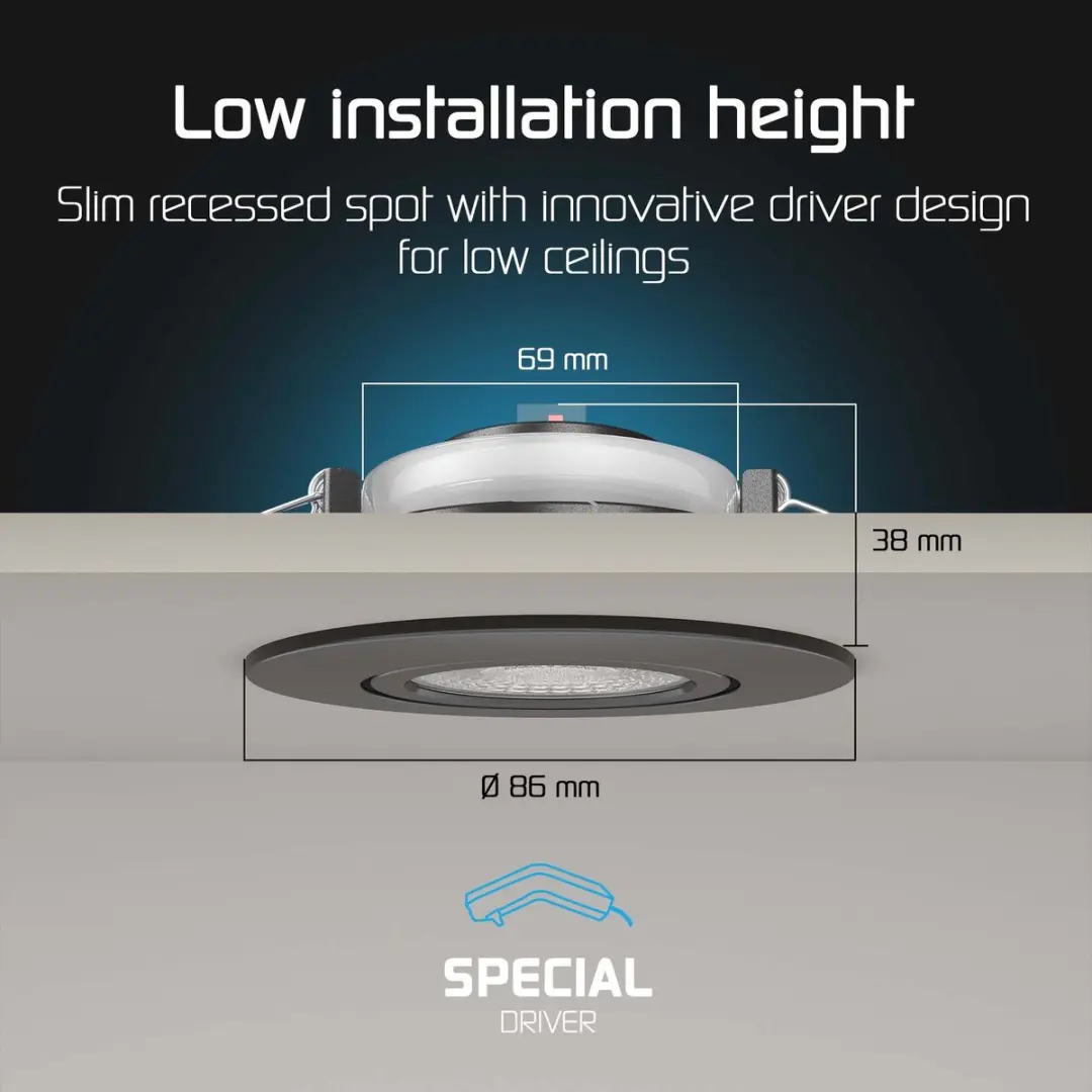 Ledvion LED Inbouwspot 3W - Zwart - Ø86mm - IP65 - afbeelding 6 van 6