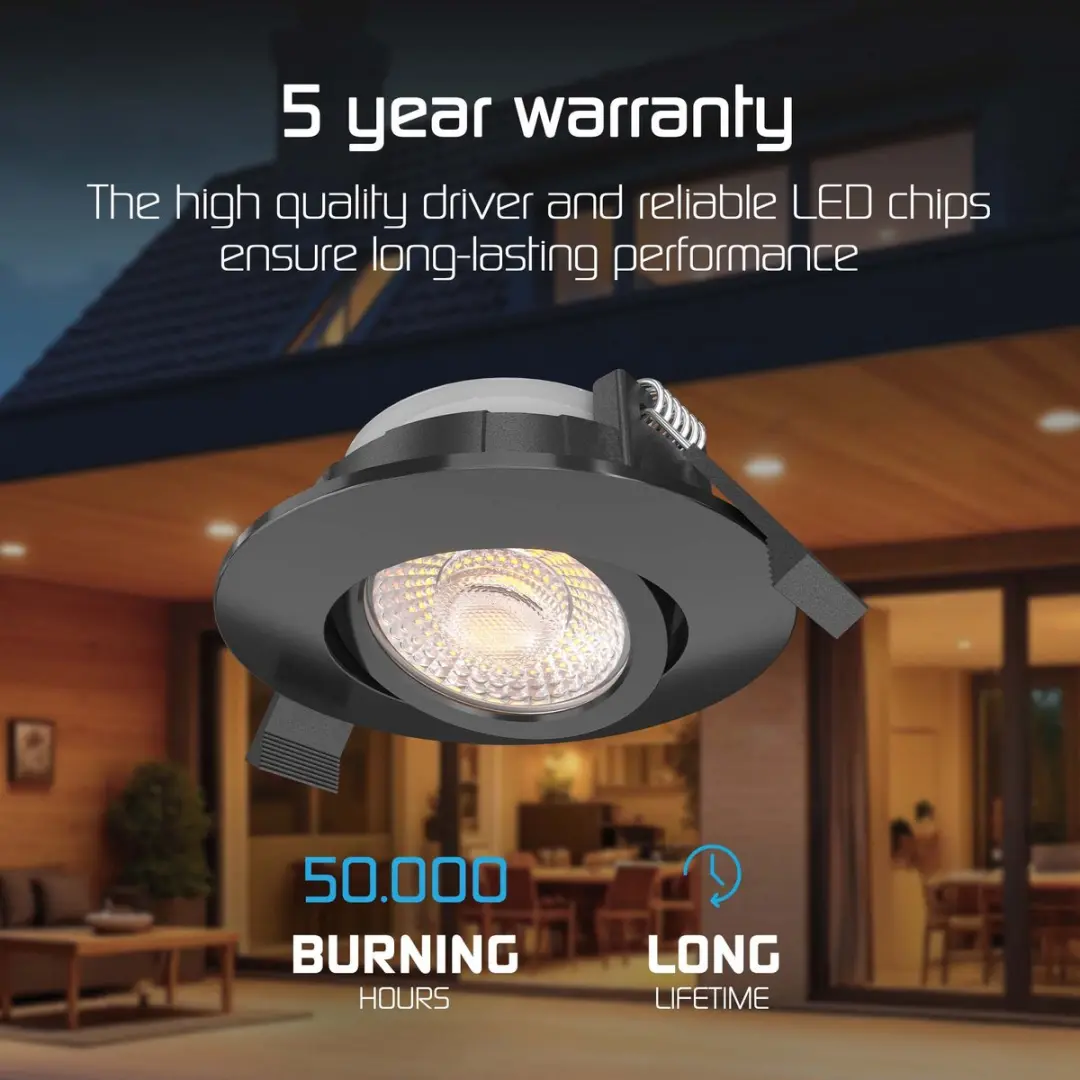 Ledvion LED Inbouwspot 3W - Zwart - Ø86mm - IP65