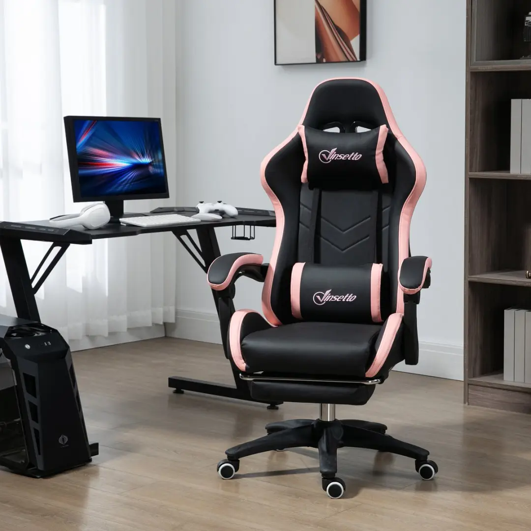 Homcom Gamingstoel T0002-01-19645 - Roze/Zwart