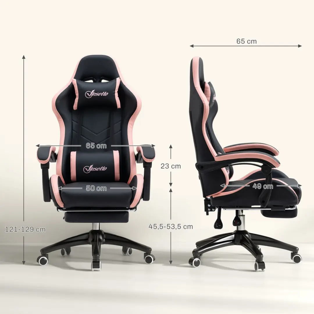 Homcom Gamingstoel T0002-01-19645 - Roze/Zwart