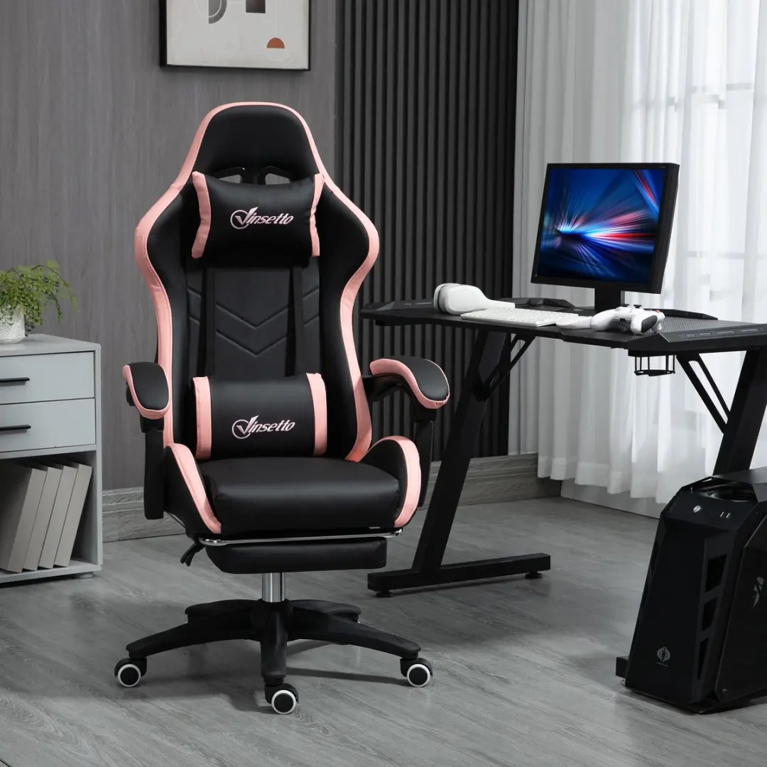 Homcom Gamingstoel T0002-01-19645 - Roze/Zwart