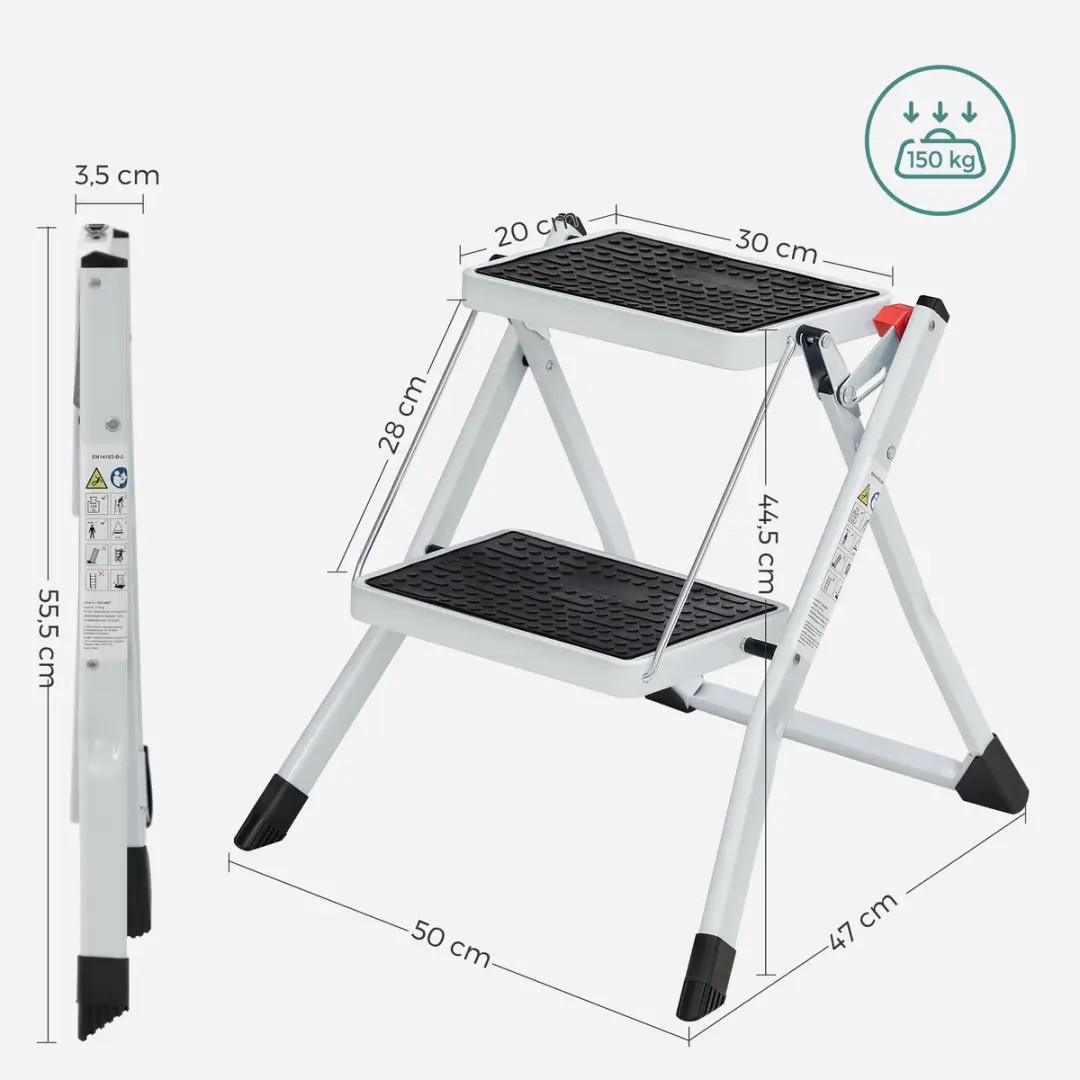 Songmics Huishoudtrap 2 treden - Antislip - 150 kg - afbeelding 6 van 6