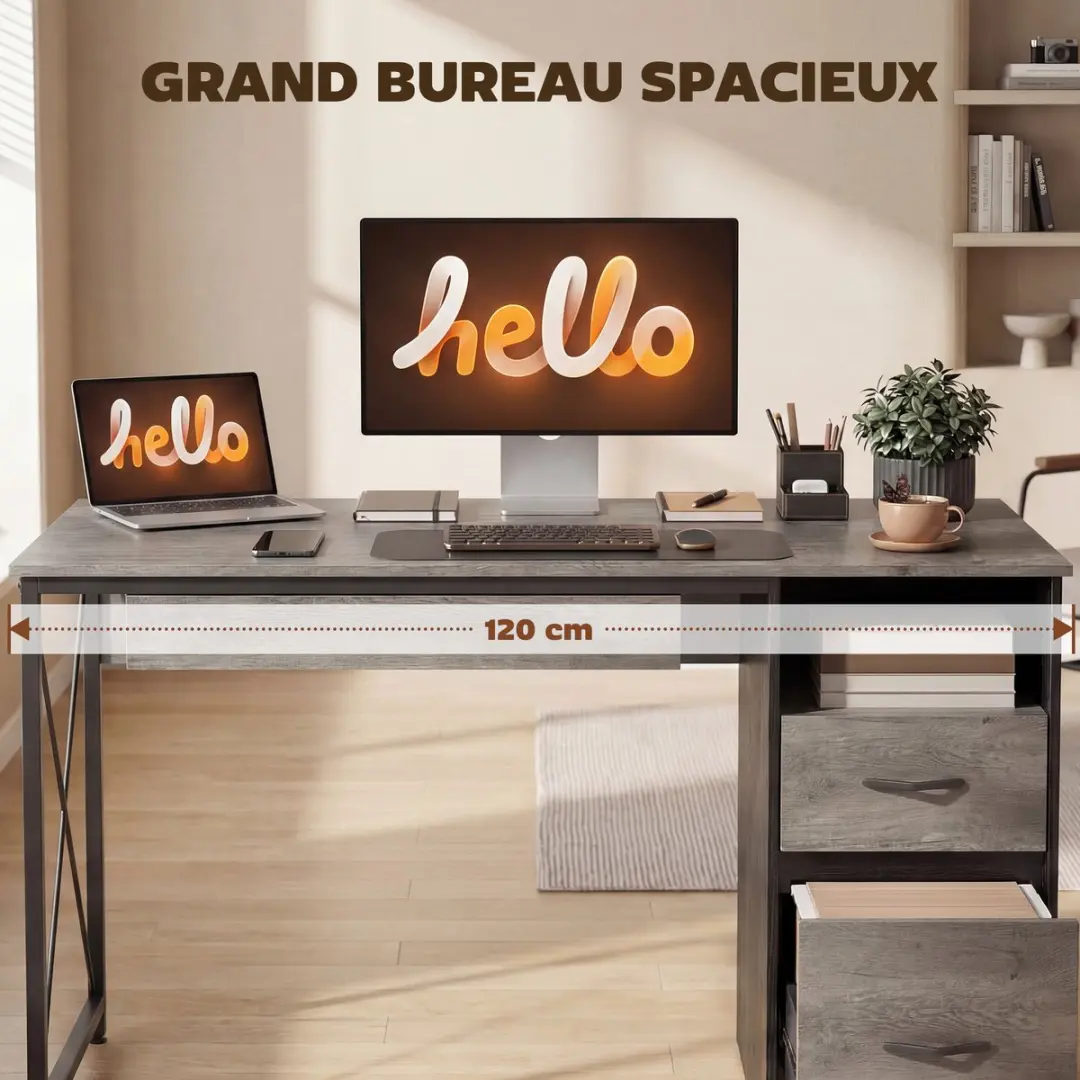 Homcom Computerbureau Lichtgrijs 120x50x76cm