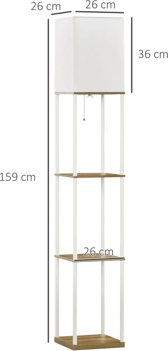 Homcom Staande Lamp MDF Metall - 159cm - Wit