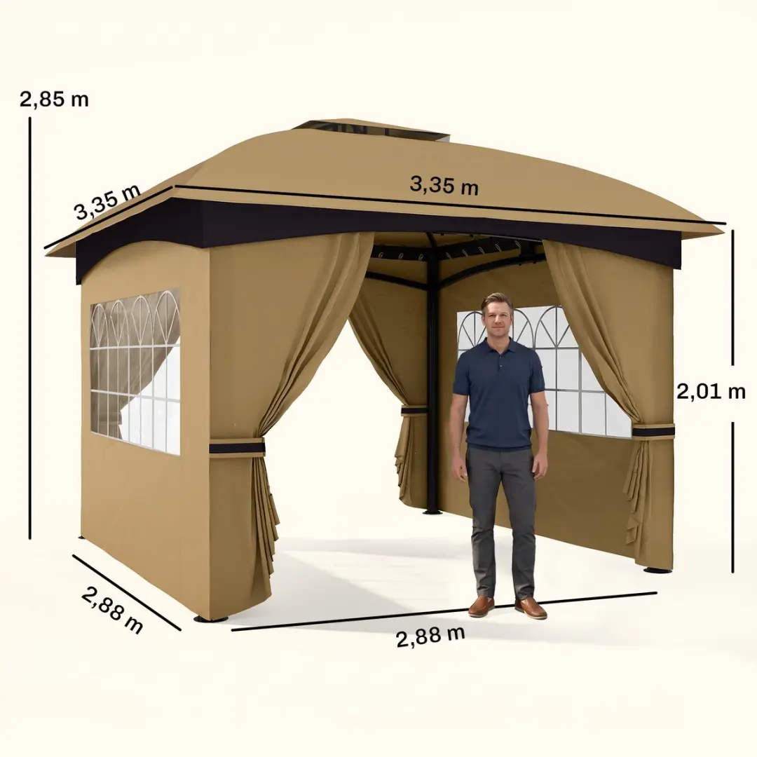 Outsunny Paviljoen 335x335x285cm - Beige