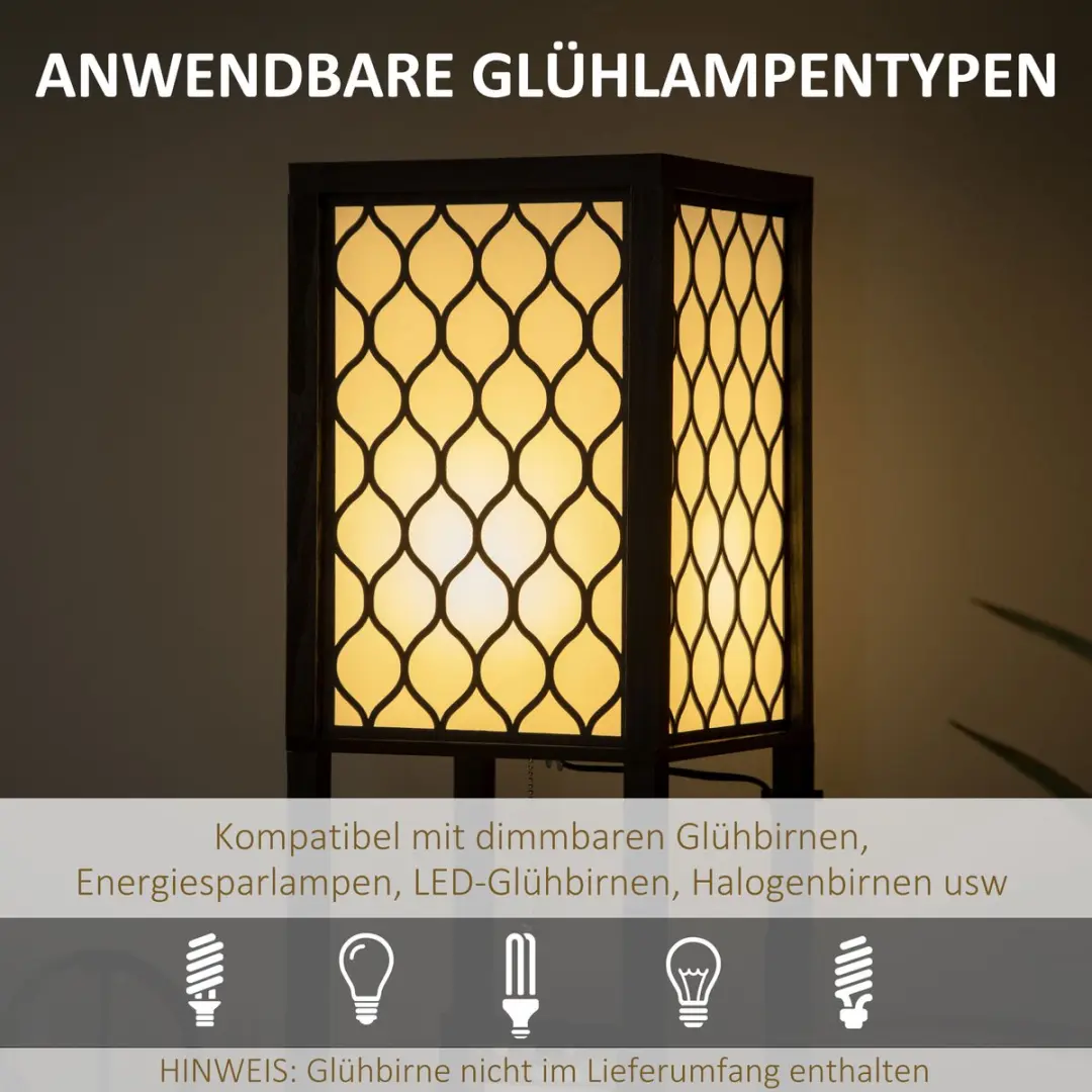 Homcom Vloerlamp MDF/PP/Terylen 156cm - 40W Wit Licht - Zwart - afbeelding 6 van 6