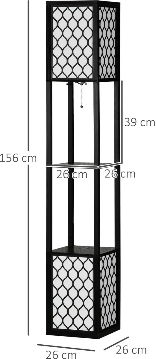 Homcom Vloerlamp MDF/PP/Terylen 156cm - 40W Wit Licht - Zwart