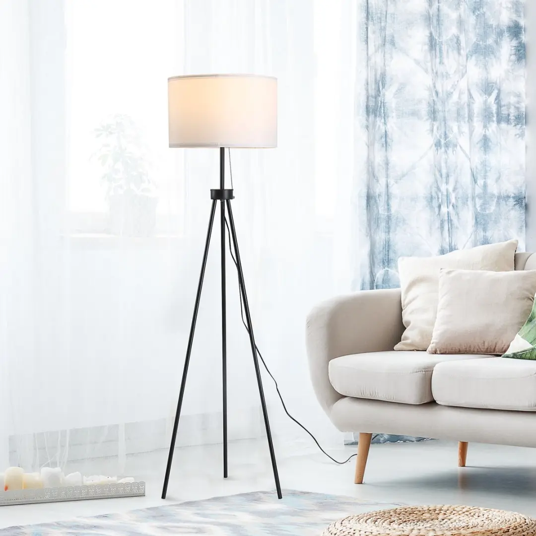Homcom Staande Lamp E27 152cm - Zwart/Wit