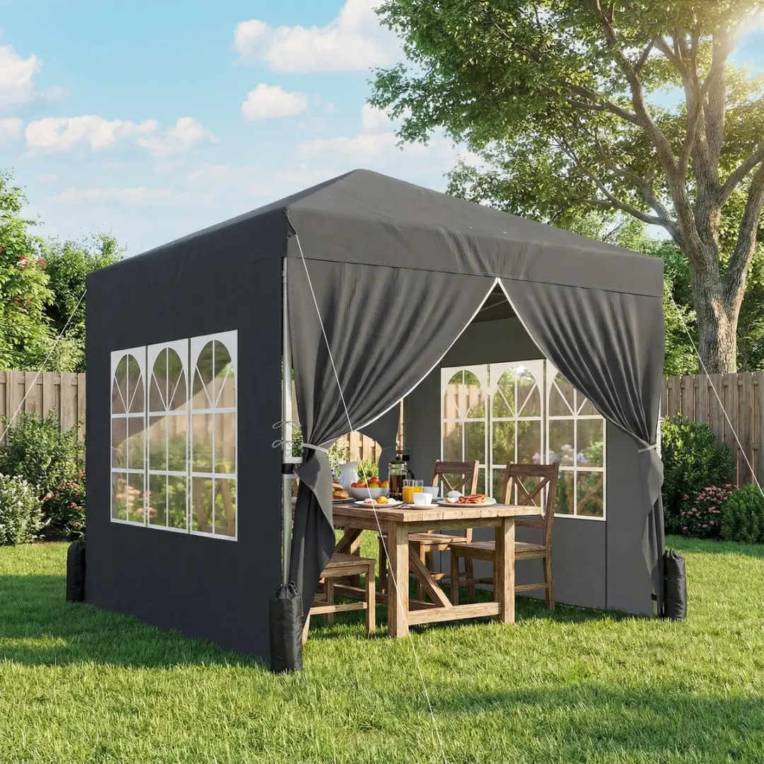 Outsunny Pop-up Luifel 250x250x270cm Donkergrijs