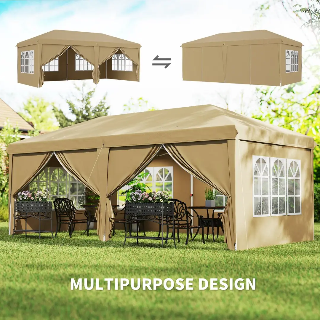 Outsunny Pop-up Canopy 585x295x270cm - Khaki