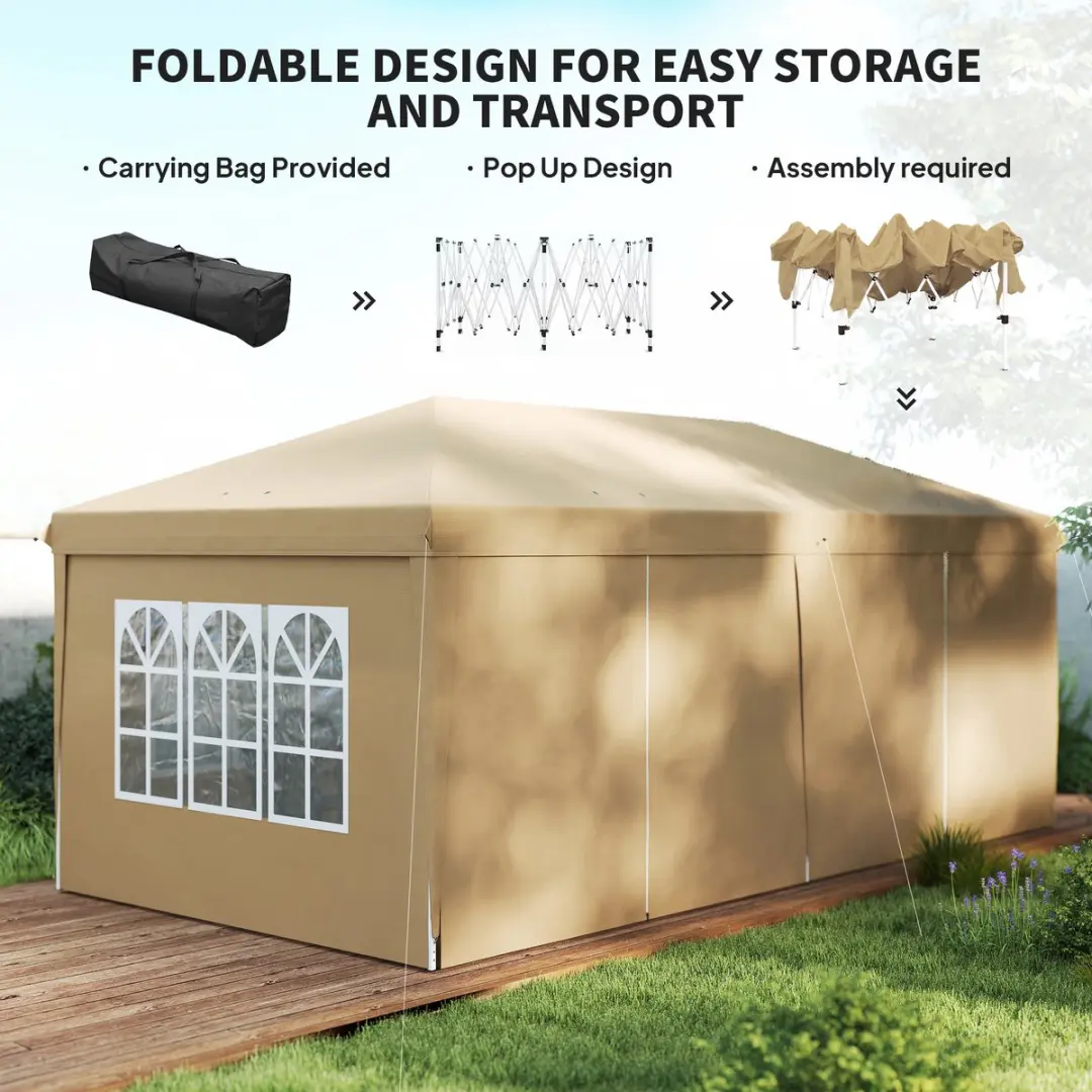 Outsunny Pop-up Canopy 585x295x270cm - Khaki
