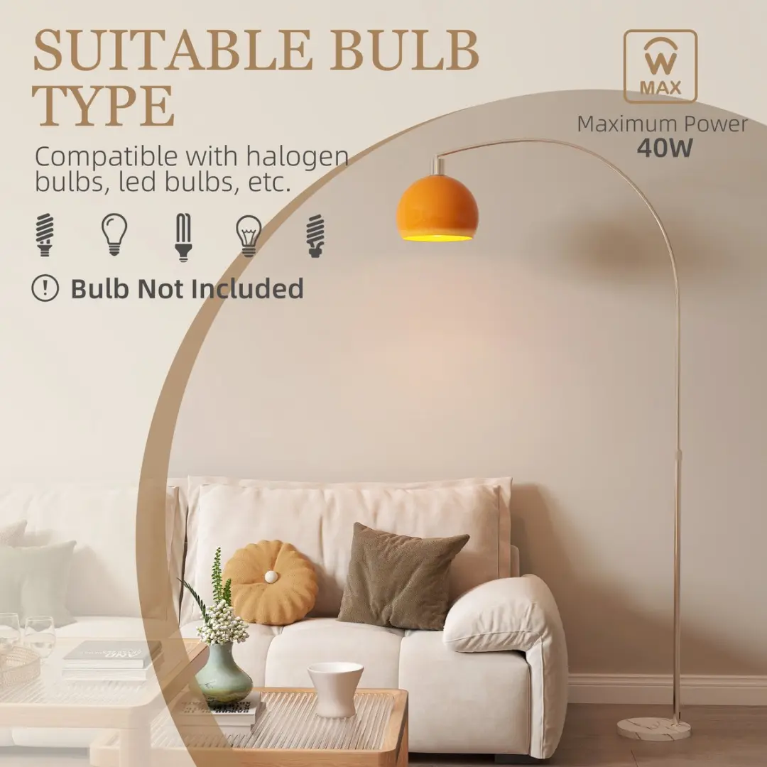 Homcom Boogvloerlamp Oranje - afbeelding 6 van 6