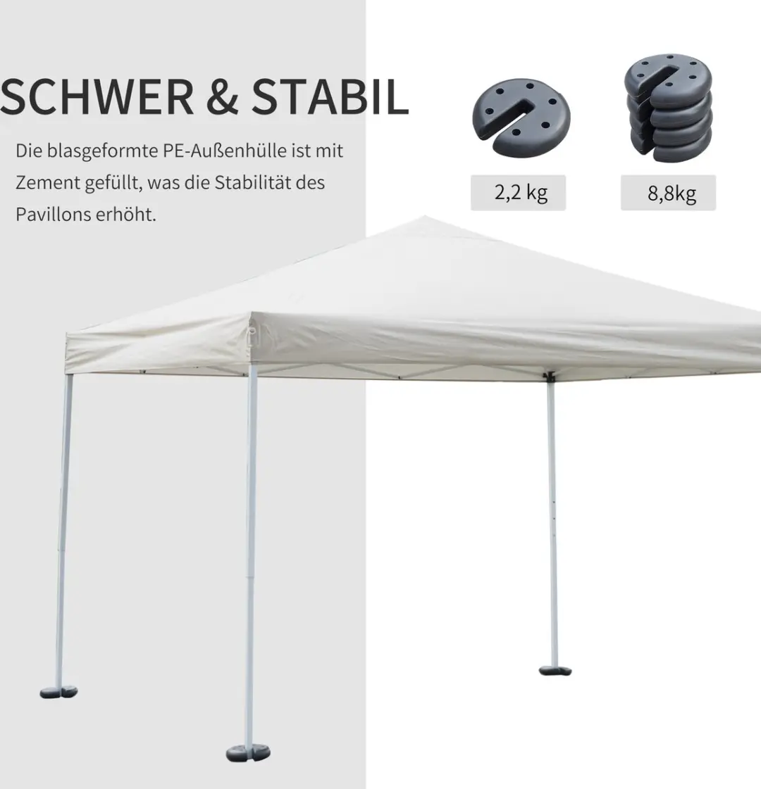 Outsunny Standvoeten 4x2,2kg - Ø20x4,5cm Zwart