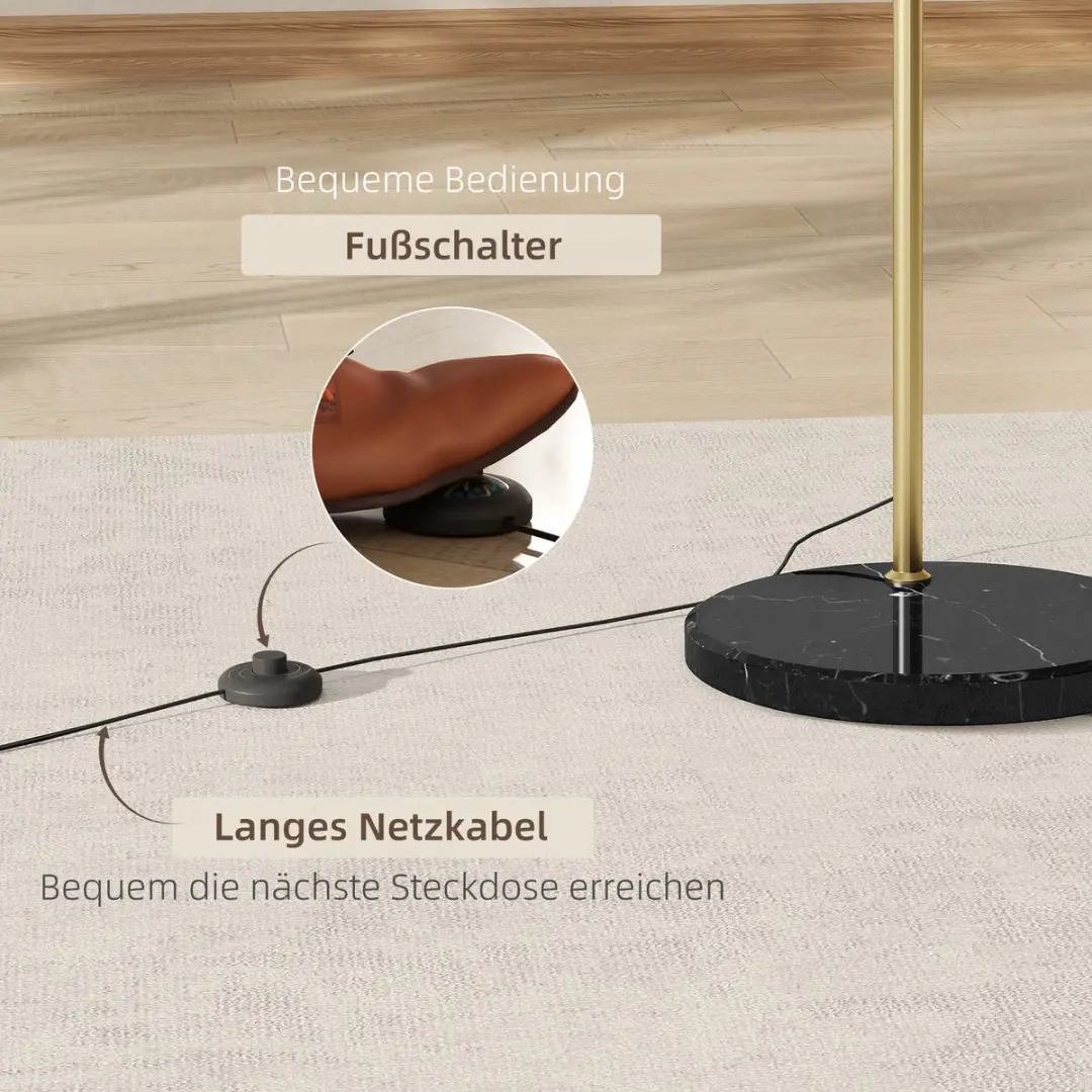 Homcom Staande Lamp Goud - 40W - 115x30x180cm