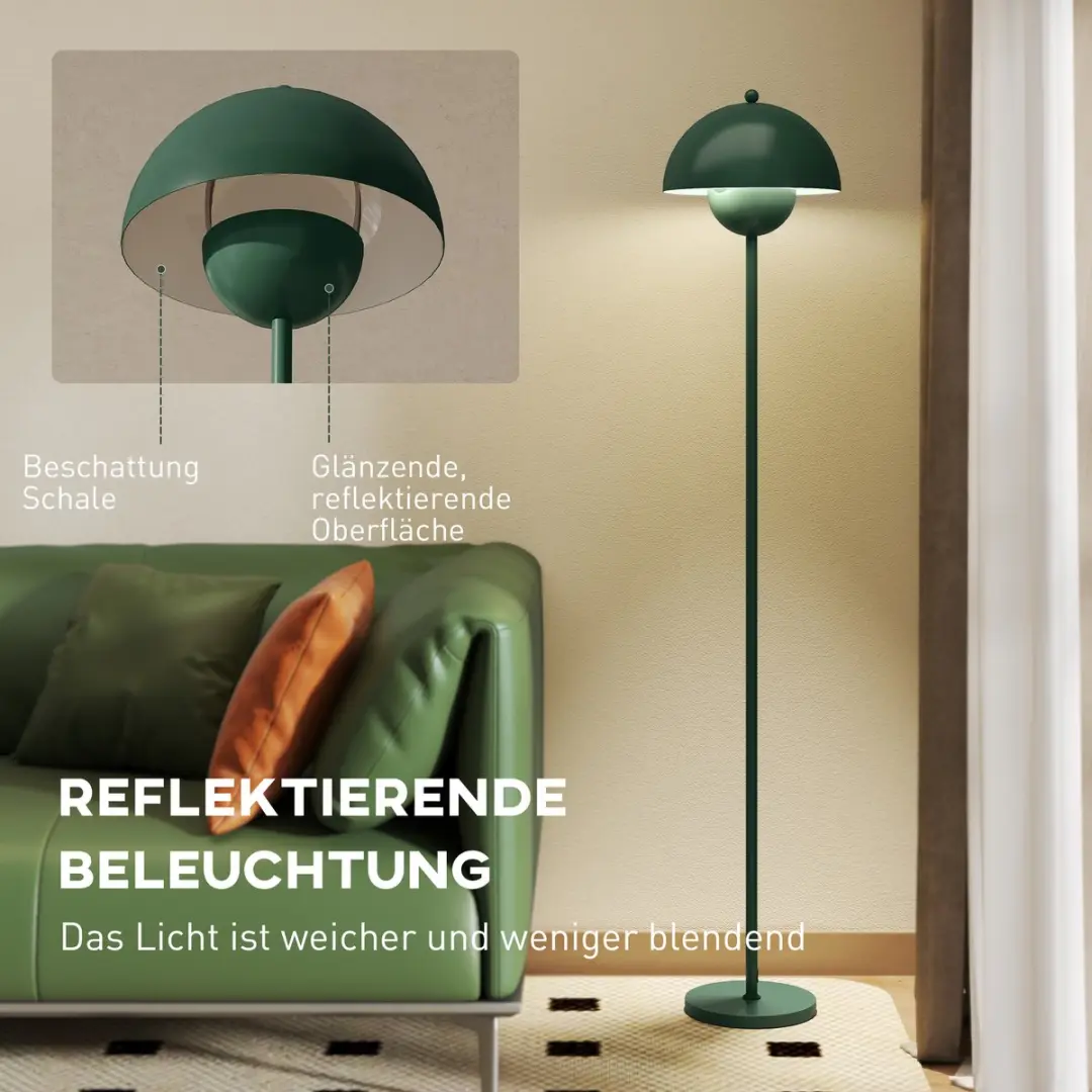 Homcom Staande Lamp Groen - 155cm - afbeelding 6 van 6