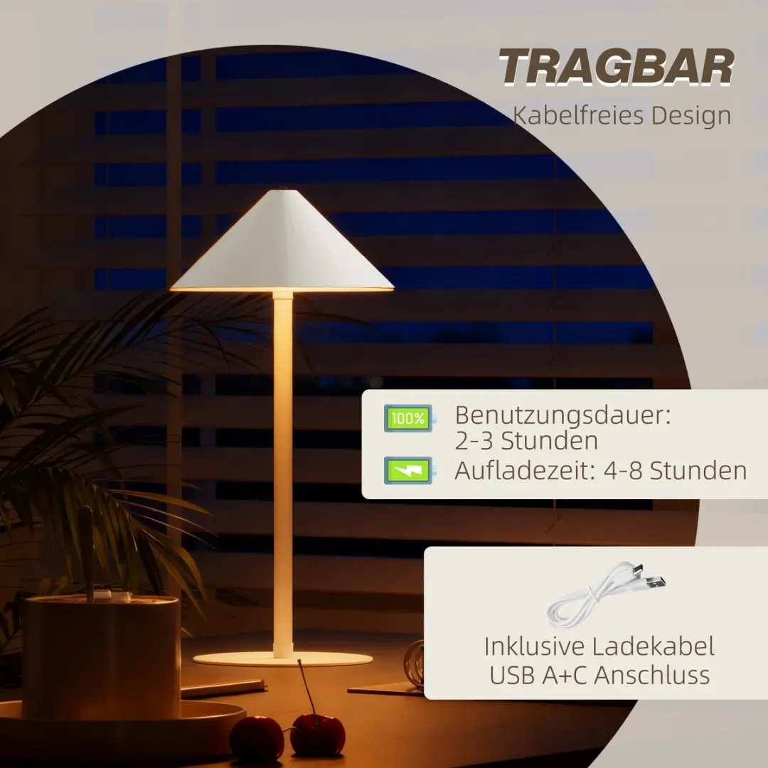 Homcom Metallische Bureau-/Tafellamp 31,5cm - Warm Wit 3000K - 2 Stuks