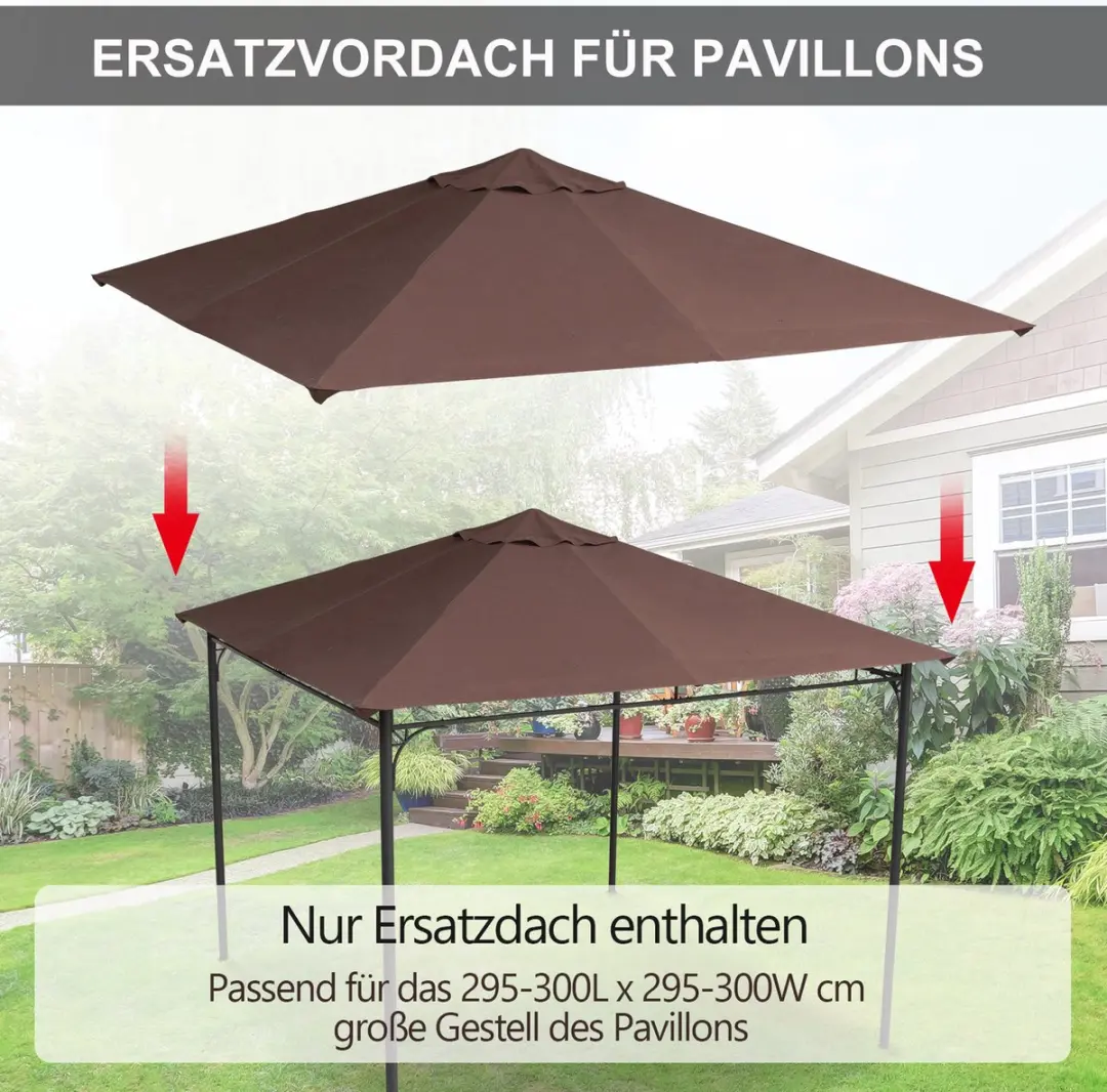 Outsunny Partytentdak 298x298cm - Bruin