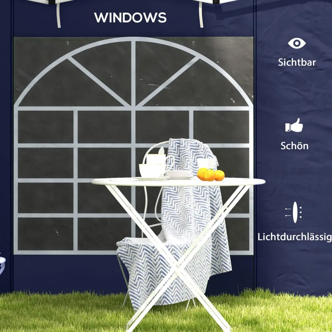 Outsunny Paviljoen Zijpanelen Polyester - Blauw