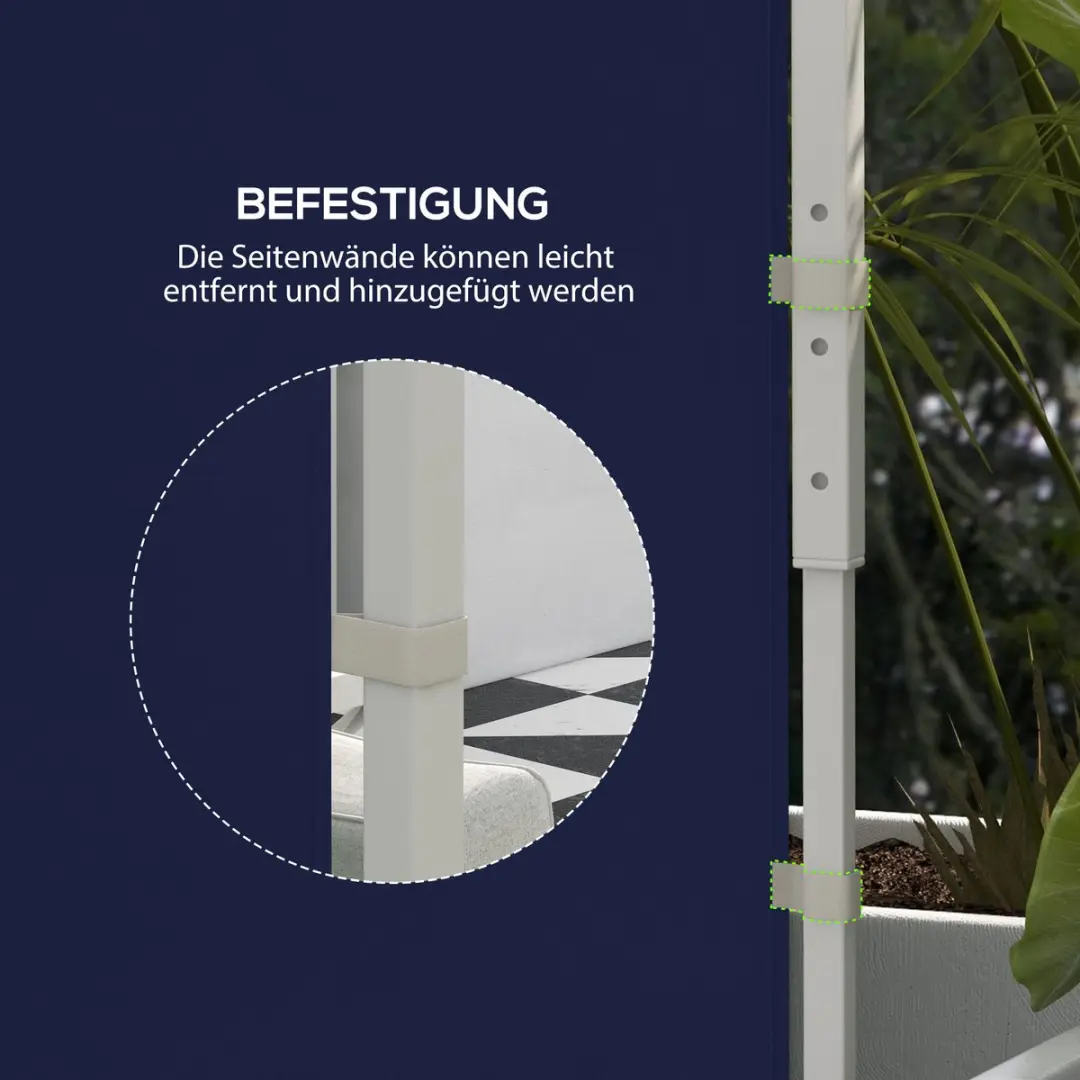 Outsunny Paviljoen Zijpanelen Polyester - Blauw - afbeelding 6 van 6