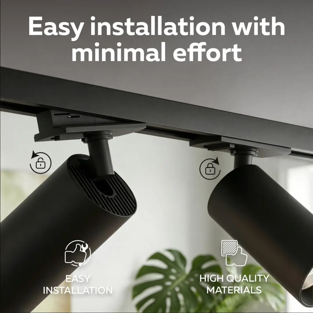 Calex Railsysteem Verlichting 2m - 6x GU10 Opbouwspots - Mat Zwart - 1 Fase