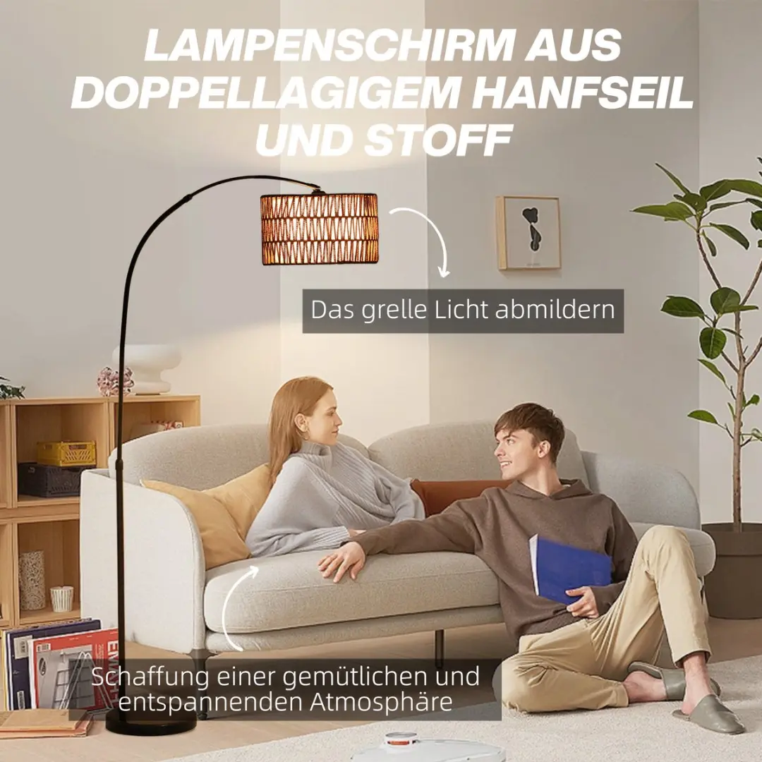 Homcom Staande Lamp Marmer - 144-175cm - Zwart/Bruin