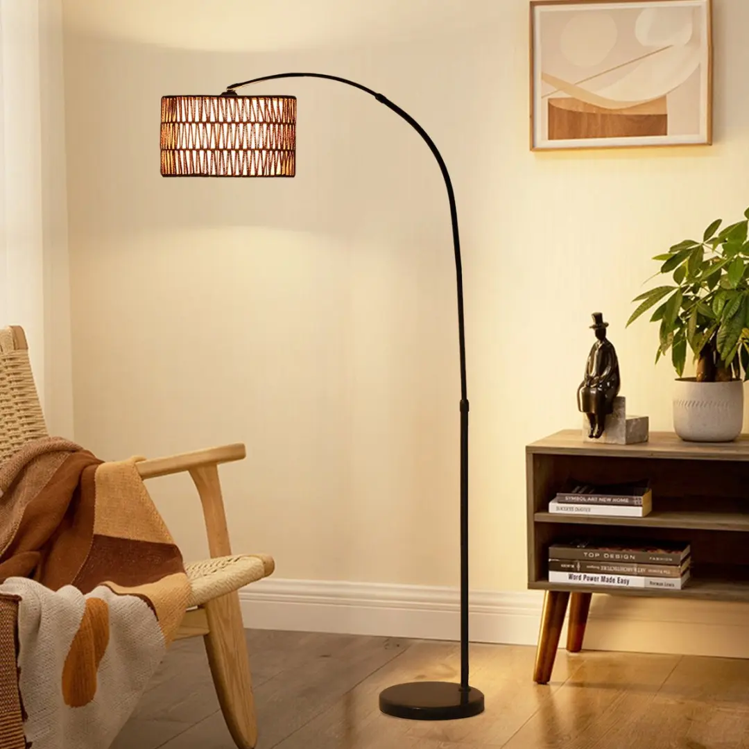Homcom Staande Lamp Marmer - 144-175cm - Zwart/Bruin