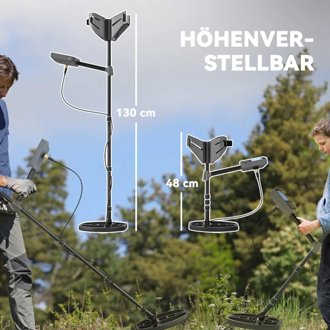 Outsunny Metaaldetector 847-009V00CG - 28x21x48-130cm - Donkergrijs