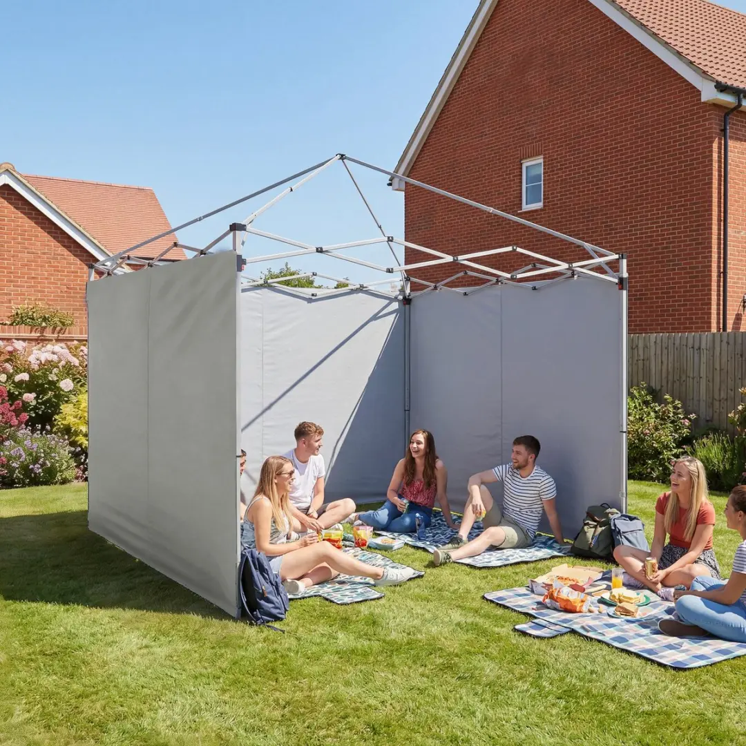Outsunny Zijpanelen voor paviljoen Oxfordstof 300x200cm - Lichtgrijs