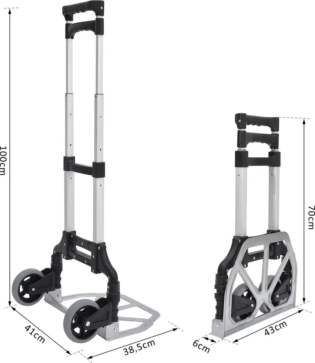 Homcom Aluminium Steekwagen 70 kg - inklapbaar