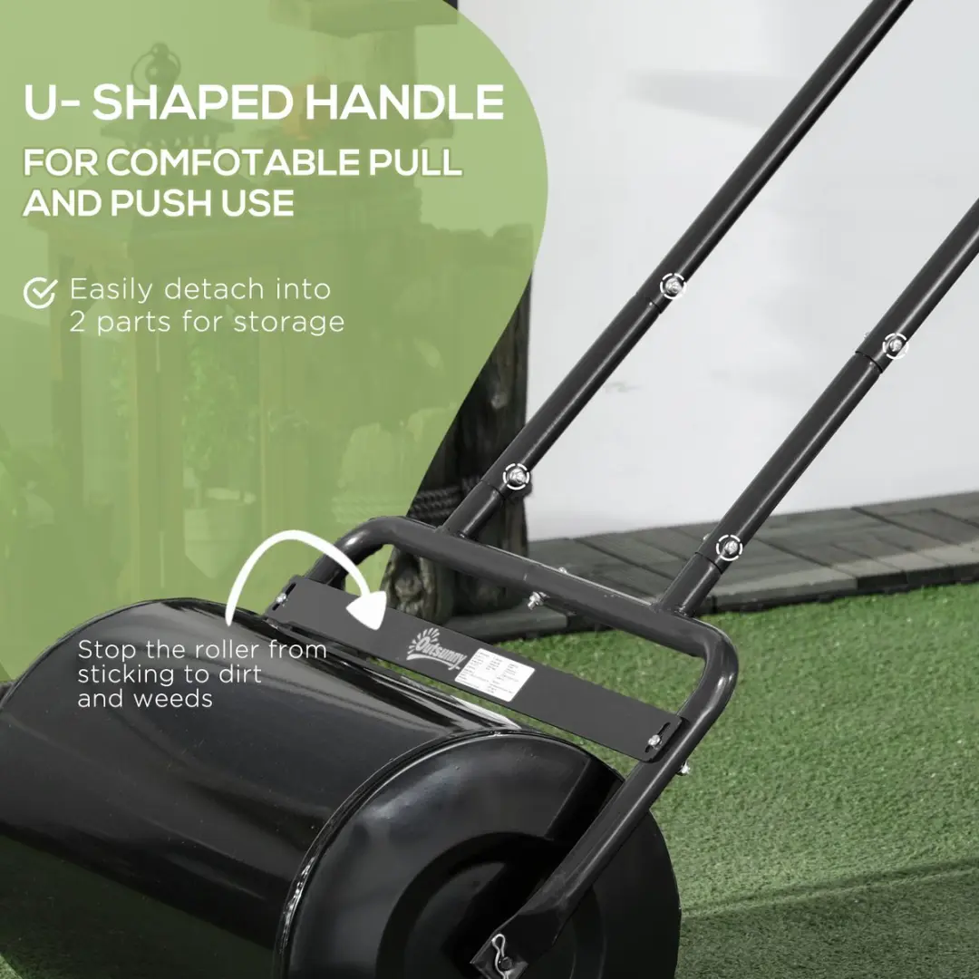 Outsunny Gazonroller met U-handgreep - Zwart