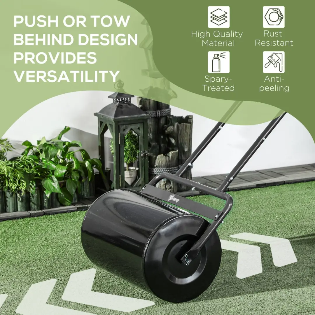 Outsunny Gazonroller met U-handgreep - Zwart