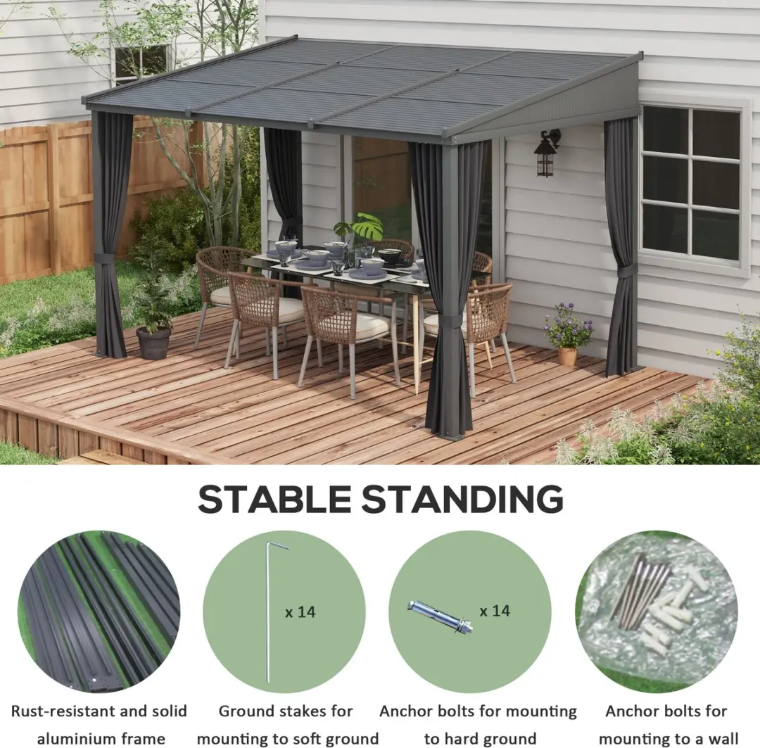 Outsunny Aluminium Pergola - 4-zijdig - 1x Paviljoen