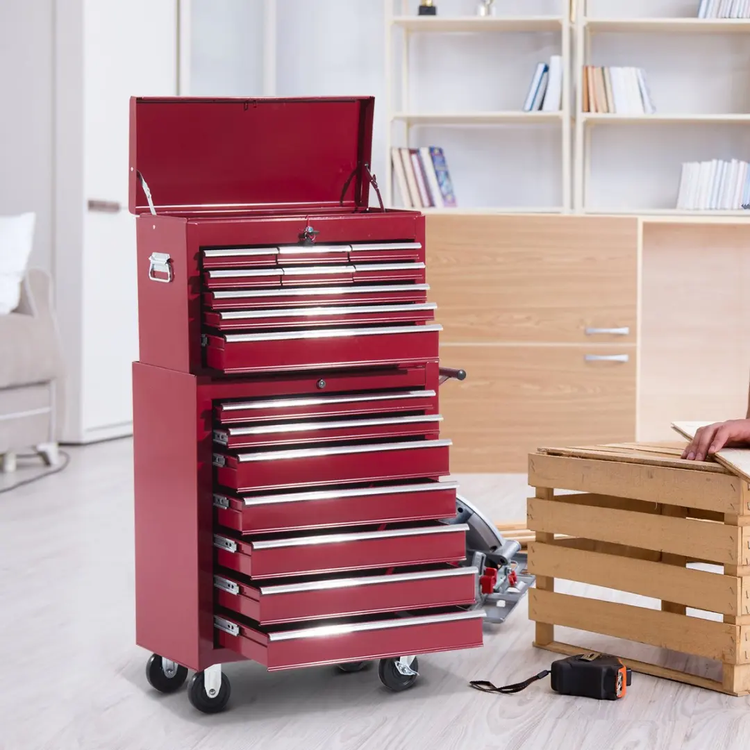 Homcom Mobiele Gereedschapswagen EH-7DJH-KZ2C - 16 Lades - Rood