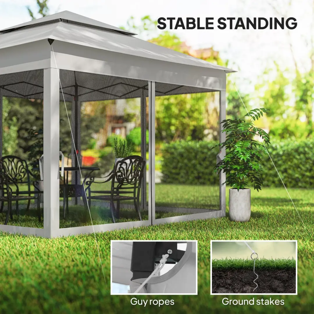 Outsunny Pop-up Luifel 325x325x270cm - Grijs