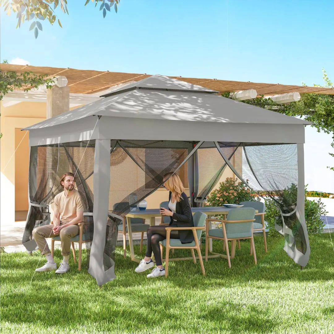 Outsunny Pop-up Luifel 325x325x270cm - Grijs