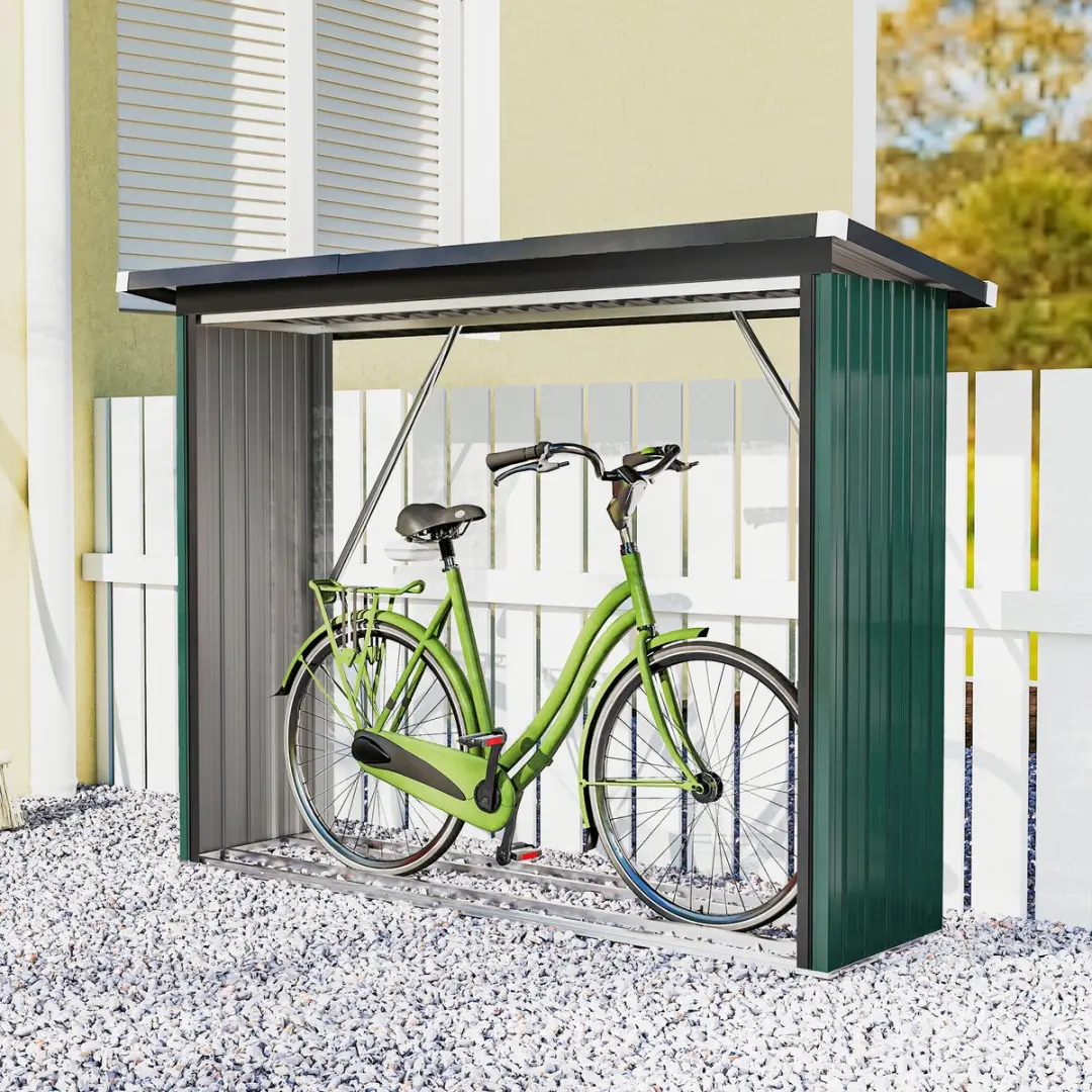 Outsunny Houtopslag - 213x66,5x150cm Verzinkt Staal - Groen