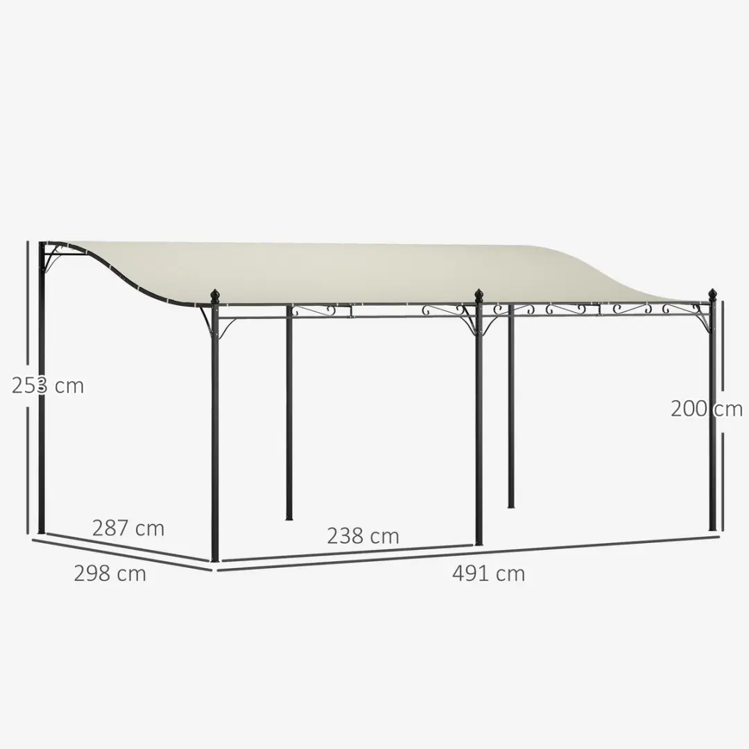 Outsunny Anbaupaviljoen Metall - Cremewit - 1x Pergola