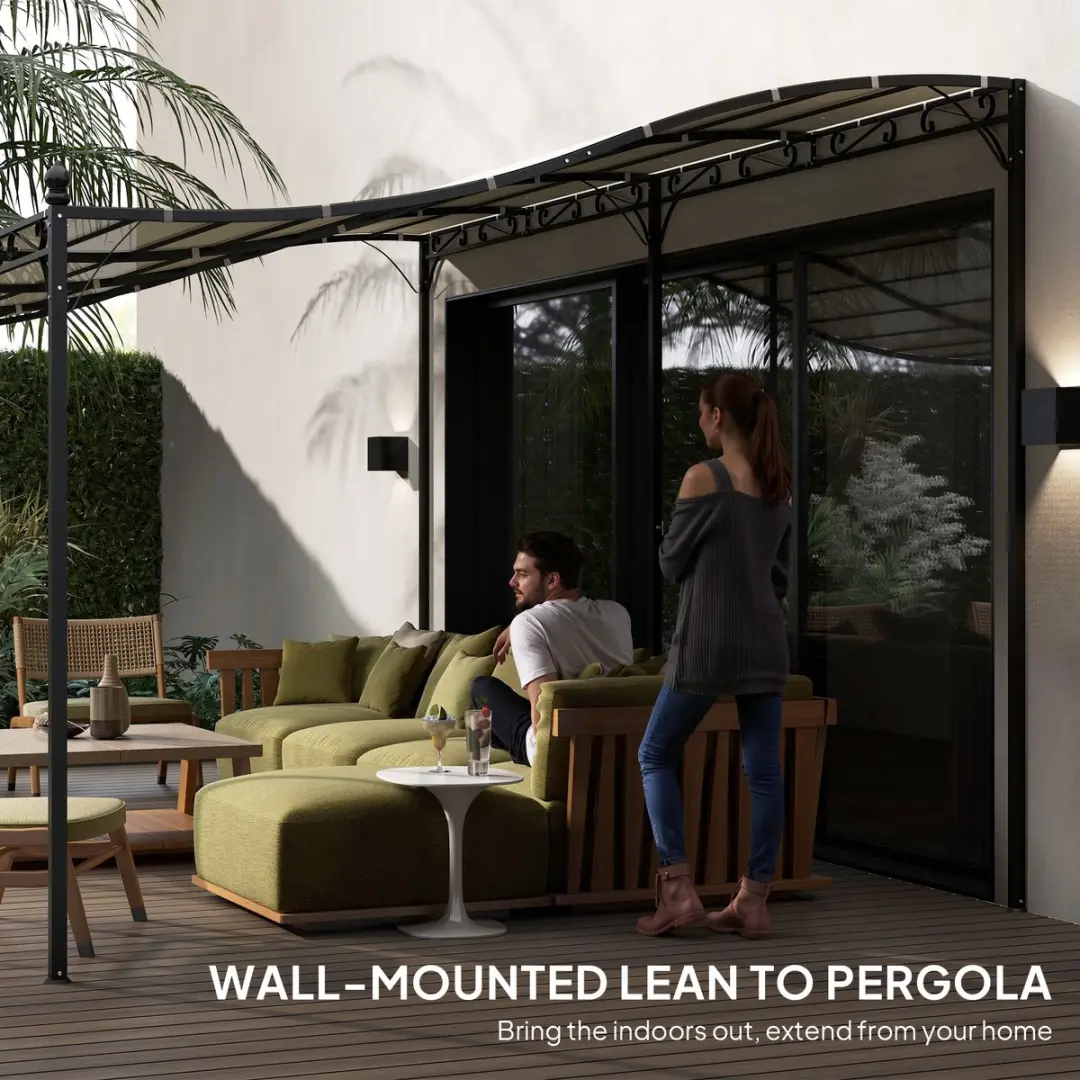 Outsunny Anbaupaviljoen Metall - Cremewit - 1x Pergola