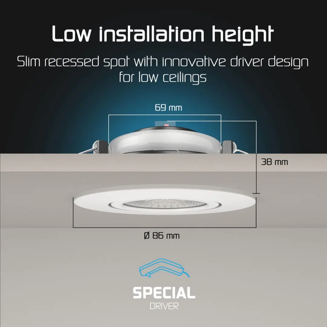 Ledvion LED Inbouwspot 3W Wit - Ø86mm - 2200-4000K - Dimbaar - IP65